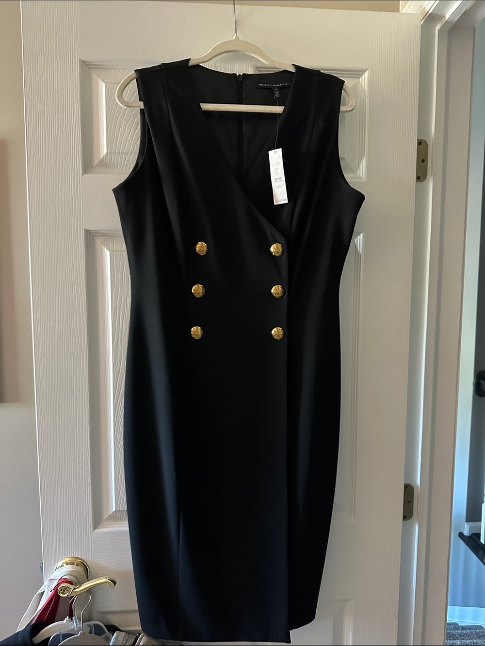 White House Black Market S/L Acer Dress Black Midi Dress Size 12 NWT